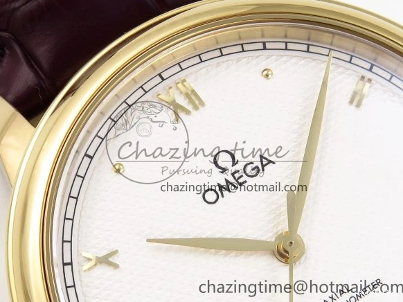 0202 De Ville Date YG MKF 1:1 Best Edition White Textured Dial Roman Marker on Brown Leather Strap A Refined 7756